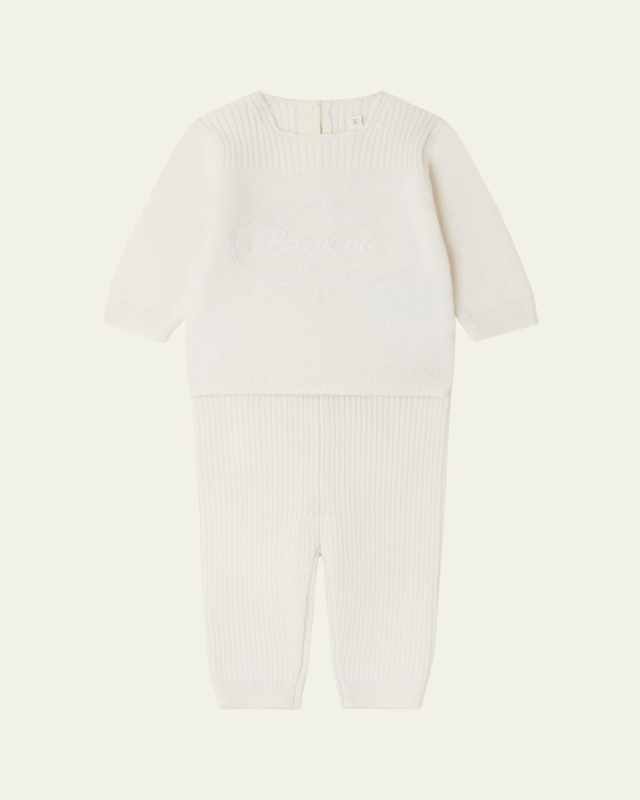 Girl's Atimy Embroidered Wool-Cashmere Set, Size 3M-18